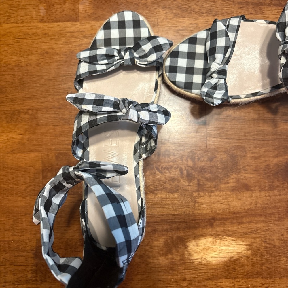 Nine West Black and White Gladiator Sandals - Picture 2 of 4